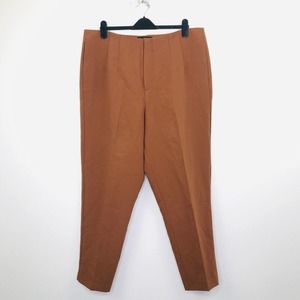 Eloquii Women's 16 Pants Brown Solid Twill Slim High Waist Pintuck Trouser AZ15